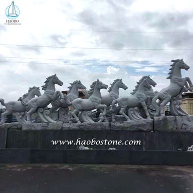 Eight Horse Sculpture produced by Haobo Stone.